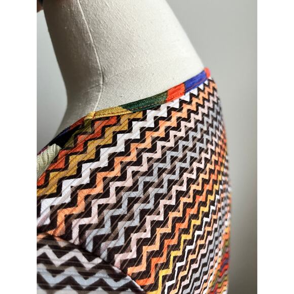 Y2K Anac Rainbow Geometric Mesh Top | Mod Print Lettuce Hem | S/M - Picture 5 of 6